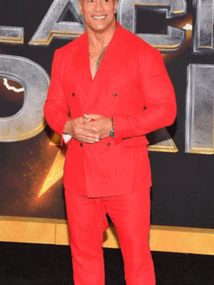 Black Adam Dwayne Johnson Wool Red Suit