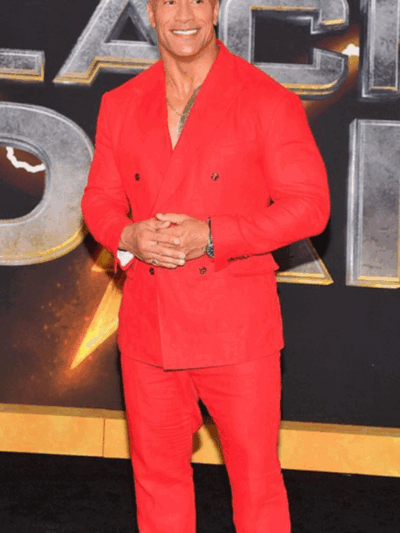 Black Adam Dwayne Johnson Wool Red Suit