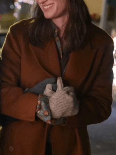 Mackenzie Davis Happiest Season Brown Wool Coat