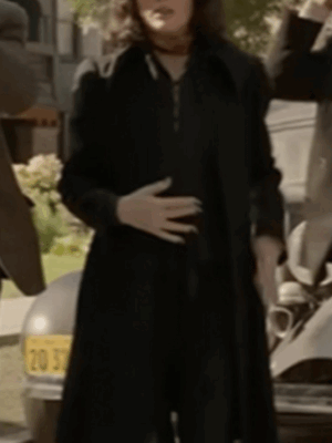 Margot Robbie Amsterdam 2022 Mid Length Black Coat